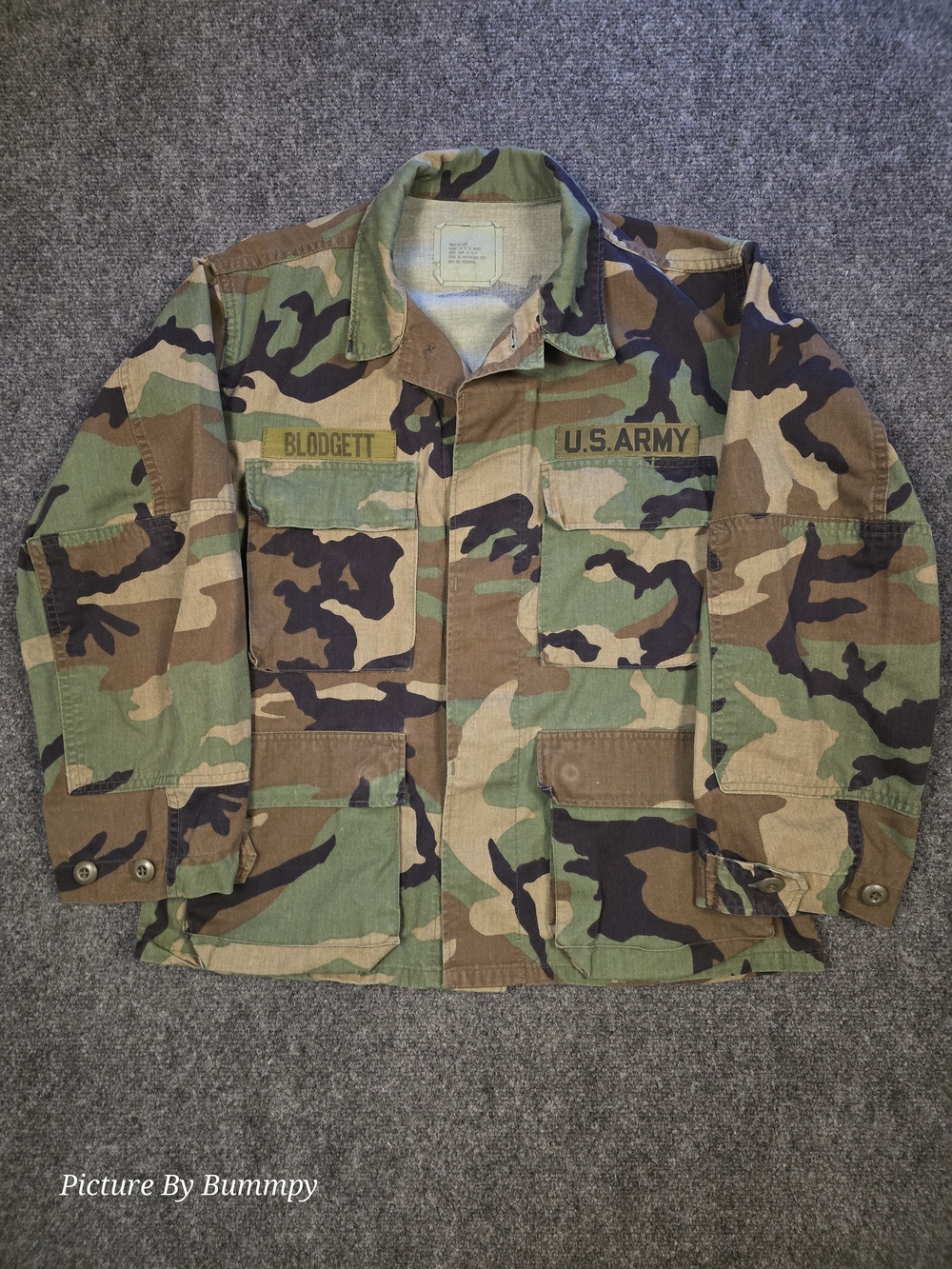 Vintage 1986 US Army Woodland Camo BDU Jacket Small XX-Short